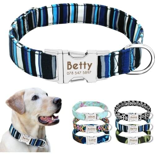 Dog collar nylon personalized custom dog ID label collar nameplate pet cat collar anti-freeze small, medium and large dogs