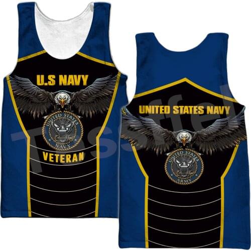 Tessffel Newest Eagle Navy Army Veteran Military Camo 3DPrint Men/Women Summer Casual Funny Harajuku Sleeveless TankTop Vest A1