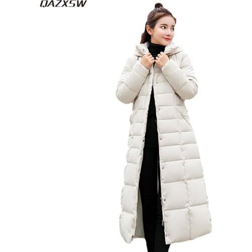 2019 New Women Winter Cotton Jacket Long Outer Hooded Coat Warm Jackets Black Vintage Plus Size Outwear Invierno Abrigos AC143