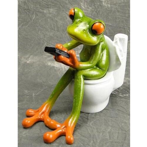 New Arrival Diamond Painting Frog Toilet to Play the Phone Diy Cross Stitch Diamond Embroidery Set Needlework WC Decor GJ744