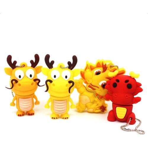 New Cartoon Chinese Dragon Pendrive Cute USB Flash 128GB Memoria Stick 4GB U Disk Lovely Pen Drive 8GB 16GB 32GB 64GB Cle