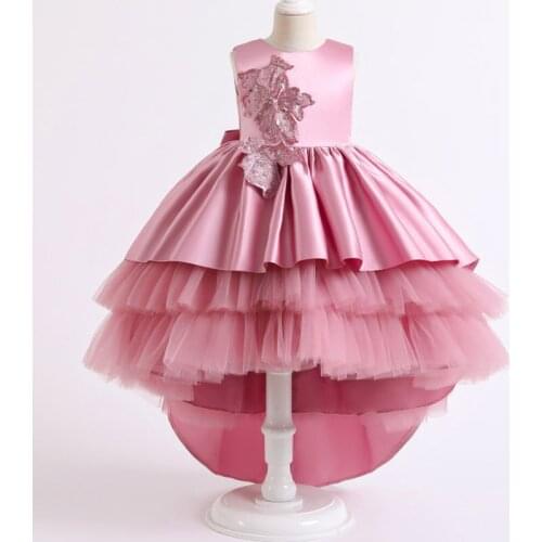 Flower Girl Dresses Children Tailing Dresses for Party Wedding Bridesmaid Princess Dress Mesh Bubble Dance Costume Vestidos