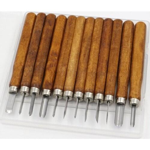 Professional 12Pcs/set Leathercraft Tools Steel Wood Carving Leather Hand Chisel Tool Set