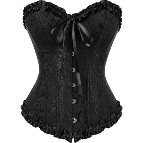 Corset sexy lace plus size erotic zip floral women bustier corset lingerie tops brocade victorian fashion DropShipping