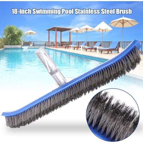 Newly Heavy Duty Pool Brush 18" Aluminium Swimming Pool Cleaning Brush with Stainless Steel Bristles
