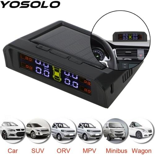 YOSOLO TPMS Car Tire Pressure Alarm Monitor System USB or Solar Charging HD Digital LCD Display Auto Alarm tool
