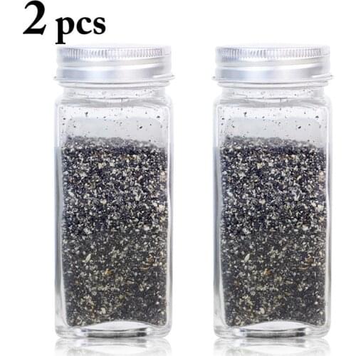 2pcs Glass Spice Salt Pepper Shakers Seasoning Jar Can Barbecue Condiment Jar Bottles Cruet Container Seasoning Shaker