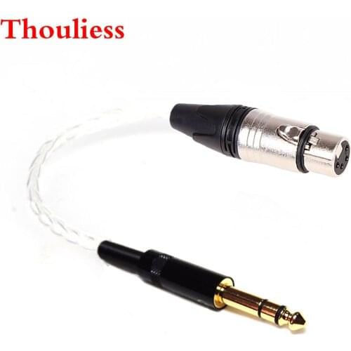 Thoulies Single-Crystal Sivler 6.35mm TRS 3pin Male to 4pin XLR Balanced Female Audio Adapter Cable 1/4 6.35 to XLR Connector