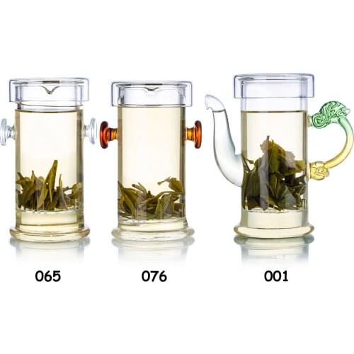 Slim Glass Flower Teapot Coffee Pot with Special Handle Glass infuser