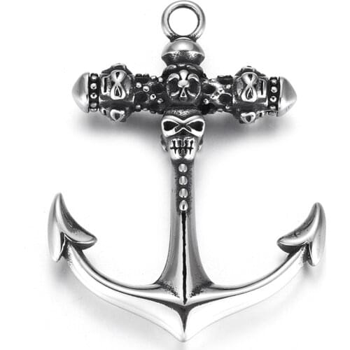 Stainless Steel Anchor Pendant Polished Charms 3.5mm Hole DIY Neckalce Pendants Hook Accessories Jewelry Making Supplies