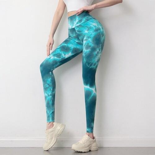 ASHEYWR New Sexy Tie-Dye Leggings Women High Waist Booty Lifting Fitness Legging Push Up Elastic Printed Leggins Slim Female