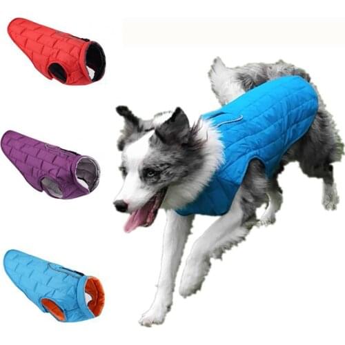 Winter Dog Clothes For Big Dogs Reflective Waterproof Large Dog Vest Jacket Reversible Bulldog Coat Adjustable Clothing For Dogs