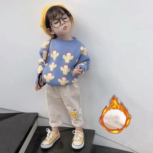 1 Piece Plant Printing Kids Sweater Knitted Kids Clothes Casual Baby Girls Cute Sweater Children Pullover Clothing Girls Top