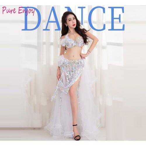 2020 new belly dance set Professional custom summer sexy long skirt mesh suit Oriental dance dance competition costume