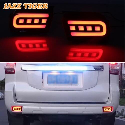 3-in-1 Functions Car LED Rear Fog Lamp Brake Light Dynamic Turn Signal Bumper Decoration Lamp For Toyota Prado 150 2009 - 2020