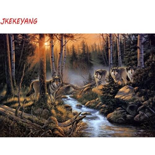 5D DIY square/round Diamond painting Wolf Cross Stitch Diamond Embroidery Pattern Rhinestone J2594