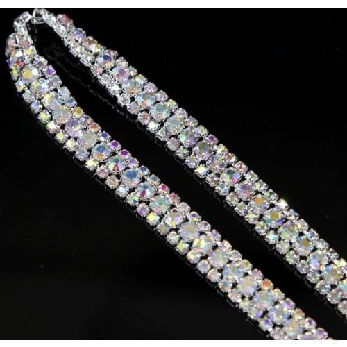 AB color 9mm*1yard Resin Rhinestone chain Ribbon Trimming Wedding Decoration for sewing accessories Belt drilling bar code