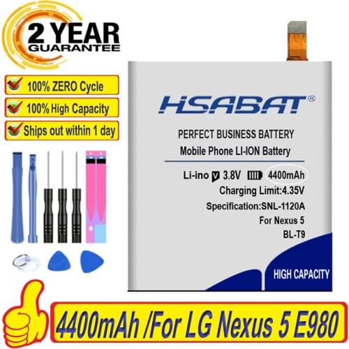 HSABAT 4100mAh BL-T9 For LG Nexus 5 battery E980 Google Nexus G D820 D821 Nexus5 Megalodon D8 Google Nexus 5 battery Bateria