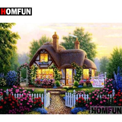 HOMFUN Full Square/Round Drill 5D DIY Diamond Painting "House landscape" Embroidery Cross Stitch 3D Home Decor Gift A11521