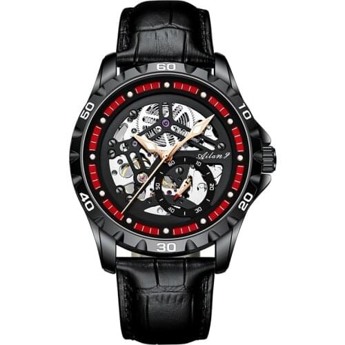 Watch mens automatic mechanical watch Ailang brand design hollow fashion luminous waterproof new 2021 mens watch