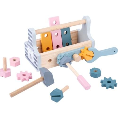Kids Wooden Toolbox Toy Montessori Toys Nut Disassembly Screw Assembly Simulation Multifunctional Repair Carpenter Tool