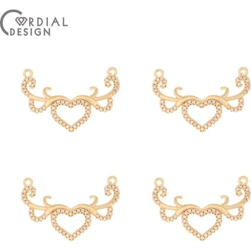 Cordial Design 30Pcs 21*30MM Jewelry Accessories/Hand Made/Heart Shape/CZ Charms/DIY Jewelry Making/Pendant For Necklaces