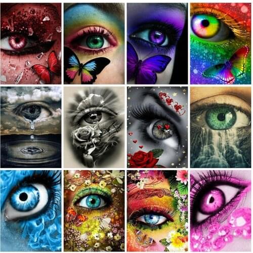Huacan 5D DIY Diamond Painting Full Square Eye Diamond Embroidery Cross Stitch Butterfly Decor For Home