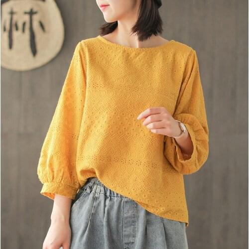 Женские хлопковые футболки Johnature China At AliExpress