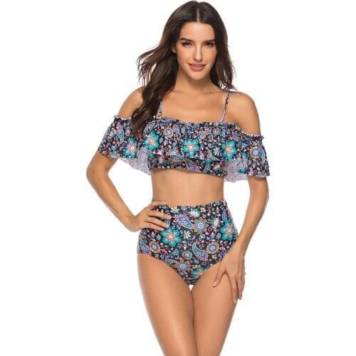 Latest Women Sexy Swimwear High Waist Bikini Set Push Up Female Swimsuit Swimwear Swim Separate Two Piece Bathing Suit Plus Size