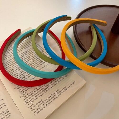 Hot Selling Summer Sweet Girl Simple Hair Hoops Hair Accessories Slim Sponge Candy Color Headband For Women Hair Accessories
