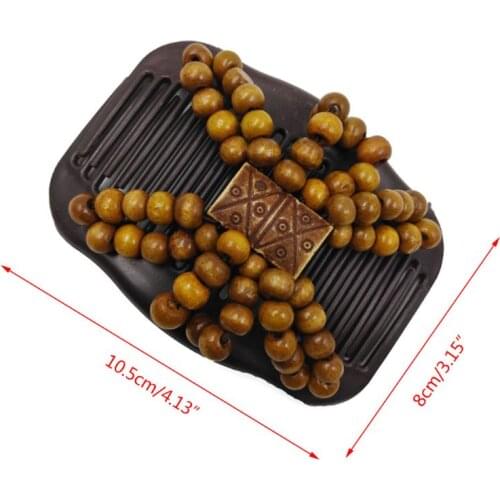 40GB Fashion Comb Wood Beads Double Combs Stretchable Elastic Women Headwear Hair Accessories