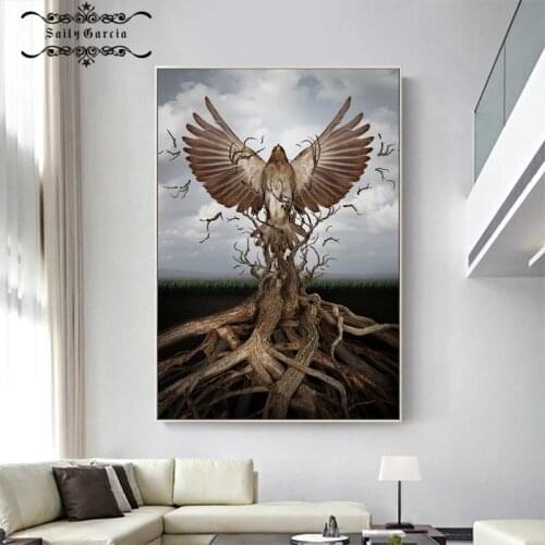 Abstract Trees and Eagle Poster Nordic Minimalist Wall Art Canvas Painting Living Room Corridor Creative Decor Interior Pictures