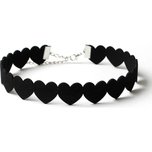 Charm Woman Black Velvet Lint Heart Chokers Necklace Elegant Fashion female Collar Party Jewelry Neck accessories