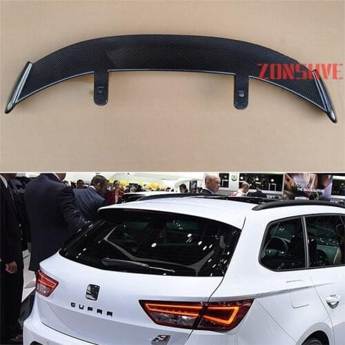 Use For 2014-2018 Seat Leon ABS Plastic Carbon Fiber Look Hatchback SUV Roof Rear Wing Body Kit Accessories
