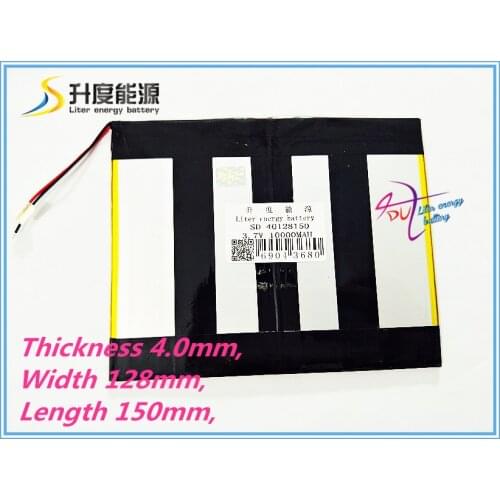 Polymer lithium ion battery 3.7v 10000mAh 40128150 With plug For CH, Tablet PC Battery , Perfect quality of lar