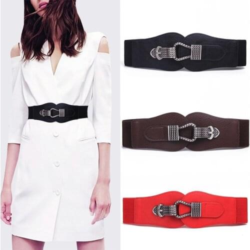 Luxury Beauty Elastic Cummerbunds vintage black Pin buckle Strap wide Cinto High Quality Design Belts For Women dress cummerbund