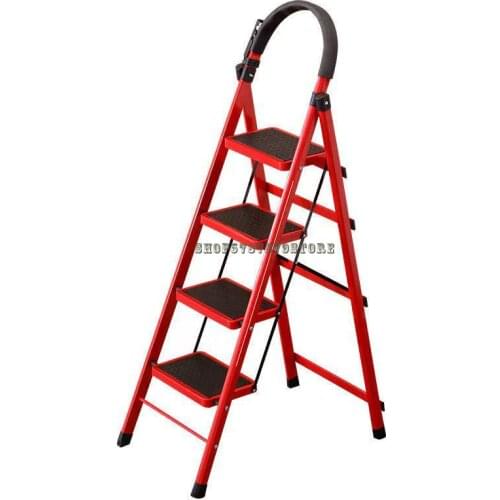 Ladder Household Folding Ladder Multi Function Thickened Indoor Herringbone Ladder Mobile Stair Telescopic Ladder Four Step Ladd