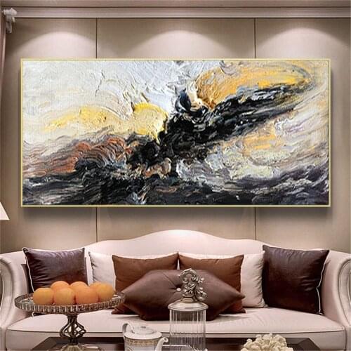 Modern abstract 100% hand-painted oil painting smoky ascending thick texture canvas painting corridor wall art hanging painting