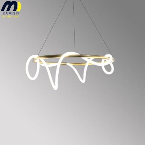 Modern simple note chandelier minimalist line living room designer dining room lamp Net red light creative bedroom chandelier