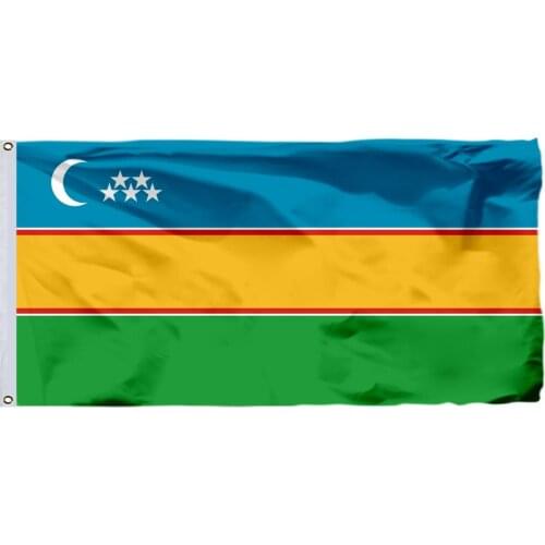 Uzbekistan Karakalpakstan Flag 150X90cm (3x5FT) 120g 100D Polyester Double Stitched High Quality Free Shipping