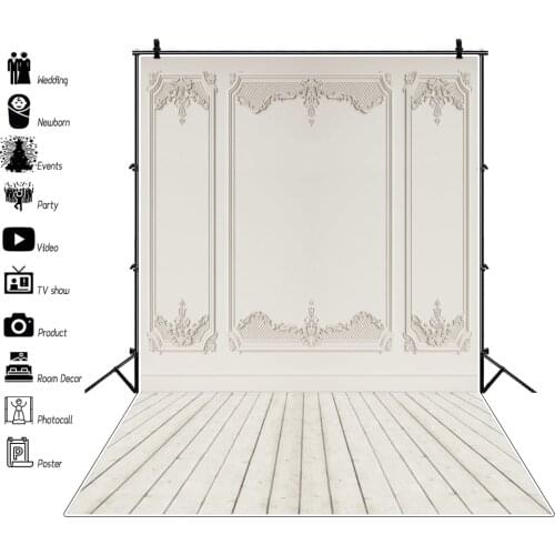 Laeacco Vintage Chic Wall Birthday Wedding Party Decor Wood Floor Child Portrait Photo Background Photography Backdrop Photocall