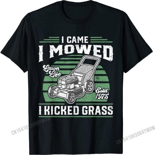 I Came I Mowed I Kicked Grass Funny Lawn Mower For Dad T-Shirt Camisas Men Tops Tees Company Street Cotton Men T Shirt Crazy