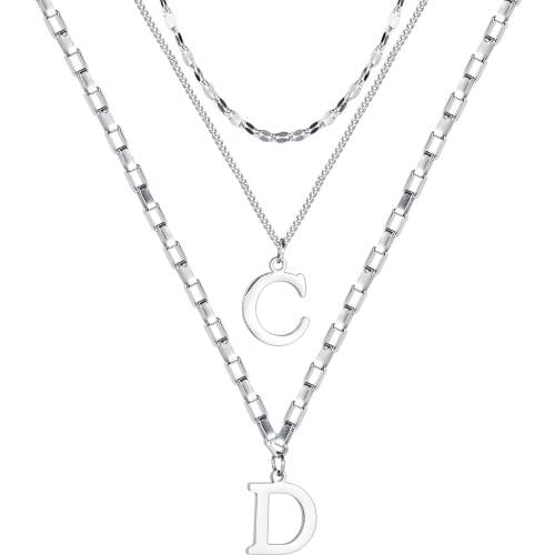 Statement Stainless Steel Letter C D Pendants Necklaces For Women Fashion Layered Chains Neck Choker Jewelry Necklaces Wholesale