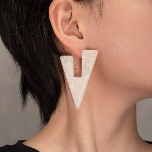 X&P 2021 Trendy New Korean Statement Earrings for women color Triangle Geometric Dangle Drop Unusual Earings Fashion Jewelry