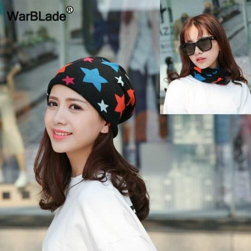 WarBLade New Fashion Women Skullies Beanies Female Knit Warm Beanies Scarf Three Used Hats For Women Spring Autumn Caps Bonnet