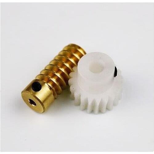 0.8M-20T Plastic Worm gear(Outer d:34.5mm hole:5mm) +copper worm rod (D:10mm hole:3mm) DC motor remote control components