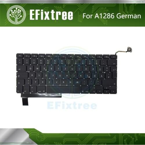 10 PCS/LOT A1286 Keyboard Layout German For Macbook Pro 15'' A1286 Keyboard+Backlight Backlit+Screws 2009-2012 Year