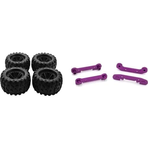 2 Set RC Car Part: 1 Set 125mm Truck Tire Wheel Hex 12mm & 1 Set Swing Arm Reinforcement Kit with Metal Shaft Sleeve