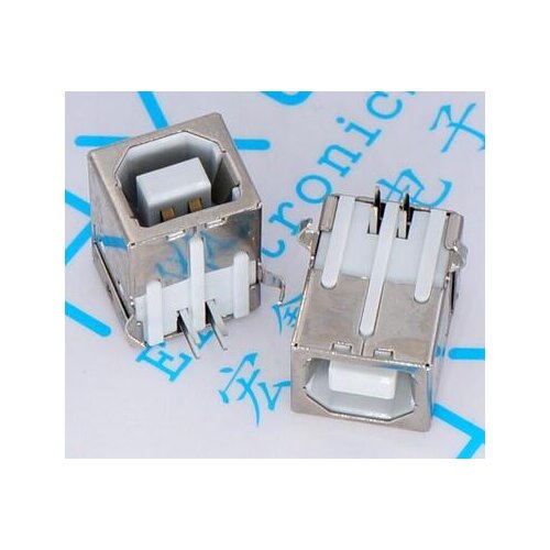 20pcs USB B female Connector Plugs USB B 4Pin 90 degree USB B Type steel Printer USB Connector Printing Plug Adapter HY050-2