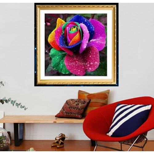 2018 Rushed New Europe Diamond Embroidery For Square Drill Colorful Roses Embroidered Stitch Needlework Full Home Decor 25x25